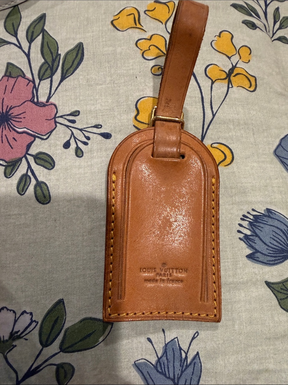 Louis Vuitton Cognac Brown Leather Luggage Tag
